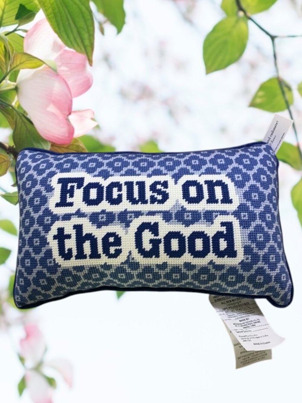 Pillow "Focus on the Good" Needlepoint Pillow NWT